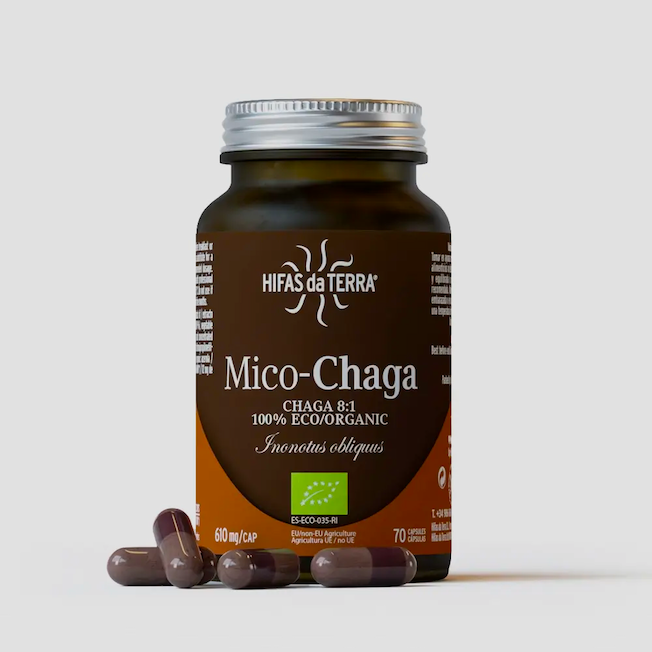 Ecolover recomienda el complemento alimenticio Mico-Chaga de la marca Hifas de Terra por su alto contenido de vitamina C.